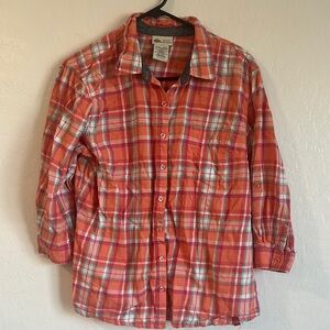Dickies XL women’s‎ business casual plaid short sleeve button shirt 100% cotton